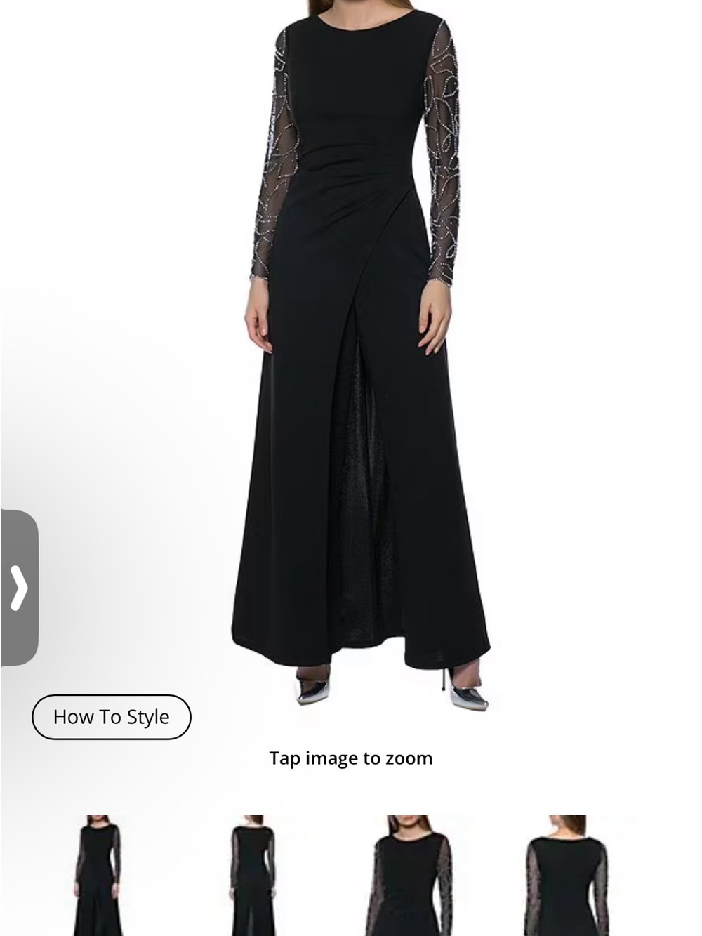 White !!! Long Evening Skirt with Sheer Beaded Sleeves